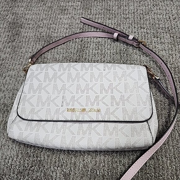 Michael Kors Jet Set Convertible Crossbody Bag Vanilla Pink Women's Gold Accent - Picture 7 of 9